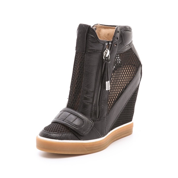 L.A.M.B. Shoes - L.A.M.B. Pamela Mesh Wedge Sneakers Leather 8